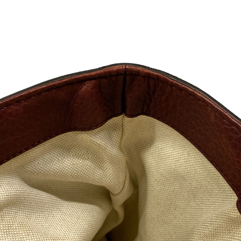 Gucci GG/Bamboo Tote Bag 246860 Beige Dark Brown Bordeaux Jacquard Leather - Picture 13 of 15